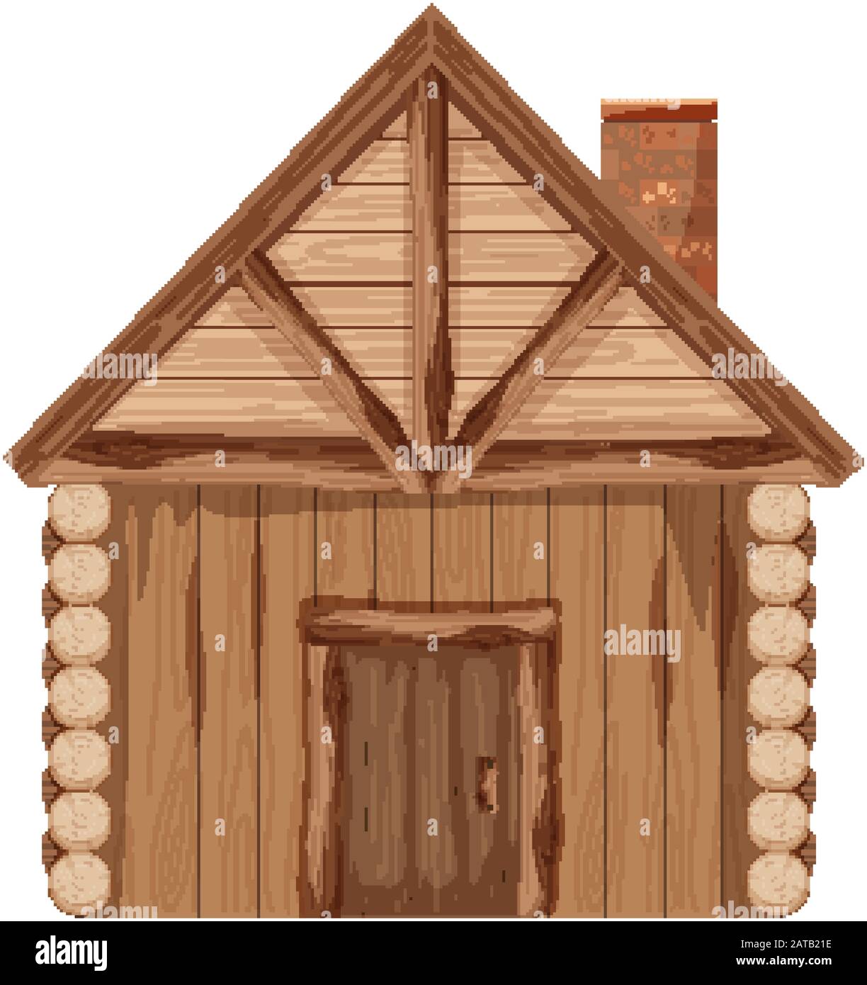 Chalet en bois avec cheminée sur fond blanc illustration Illustration de Vecteur