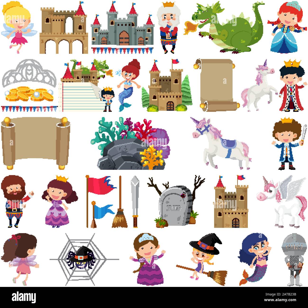 Ensemble d'objets isolés contes thème illustration Illustration de Vecteur