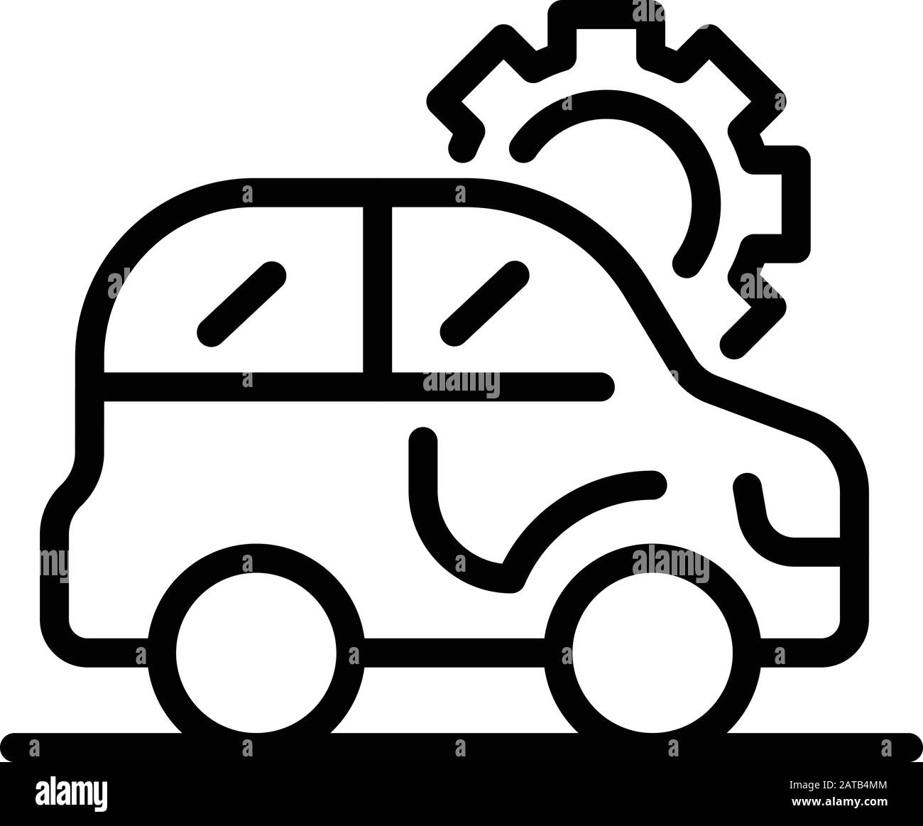 Icône de vue latérale de la voiture et de l'équipement, style de contour Illustration de Vecteur