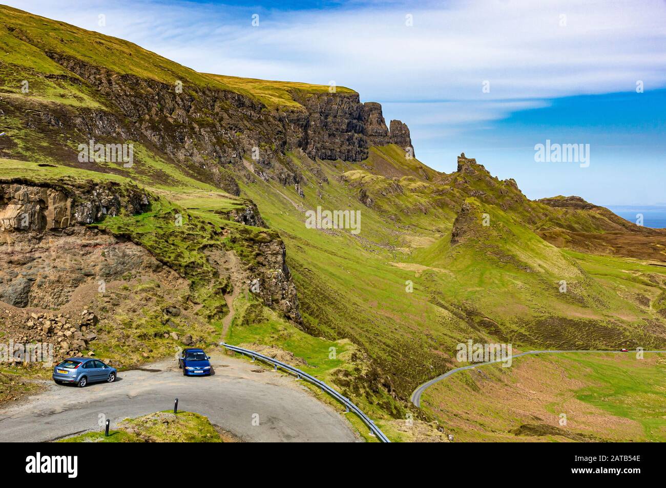 Vue sur le Quiraing dans la région de Trotternish de l'île de Skye Inner Hebrides Highland en Ecosse du sud Banque D'Images