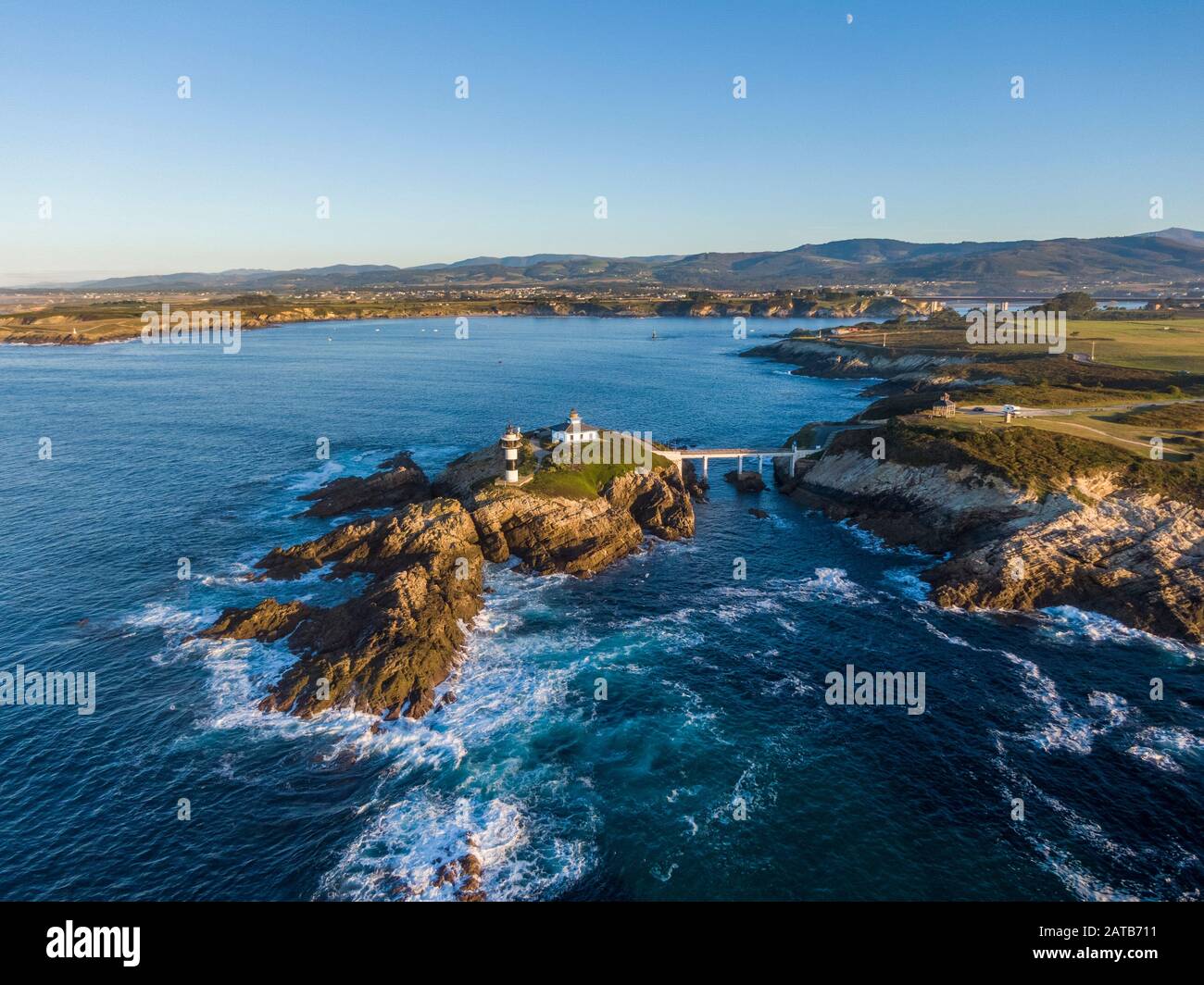 Vue aérienne de l'île de Pancha en Galice Banque D'Images