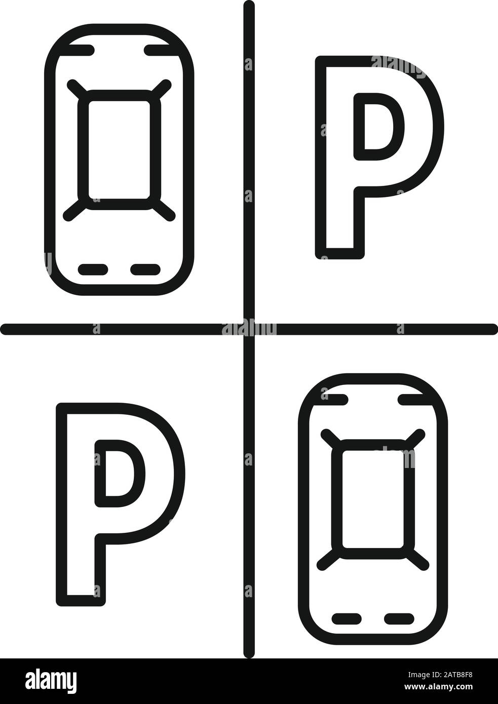 Icône de parking au supermarché. Contour de l'icône de vecteur de stationnement de supermarché pour la conception de Web isolé sur fond blanc Illustration de Vecteur