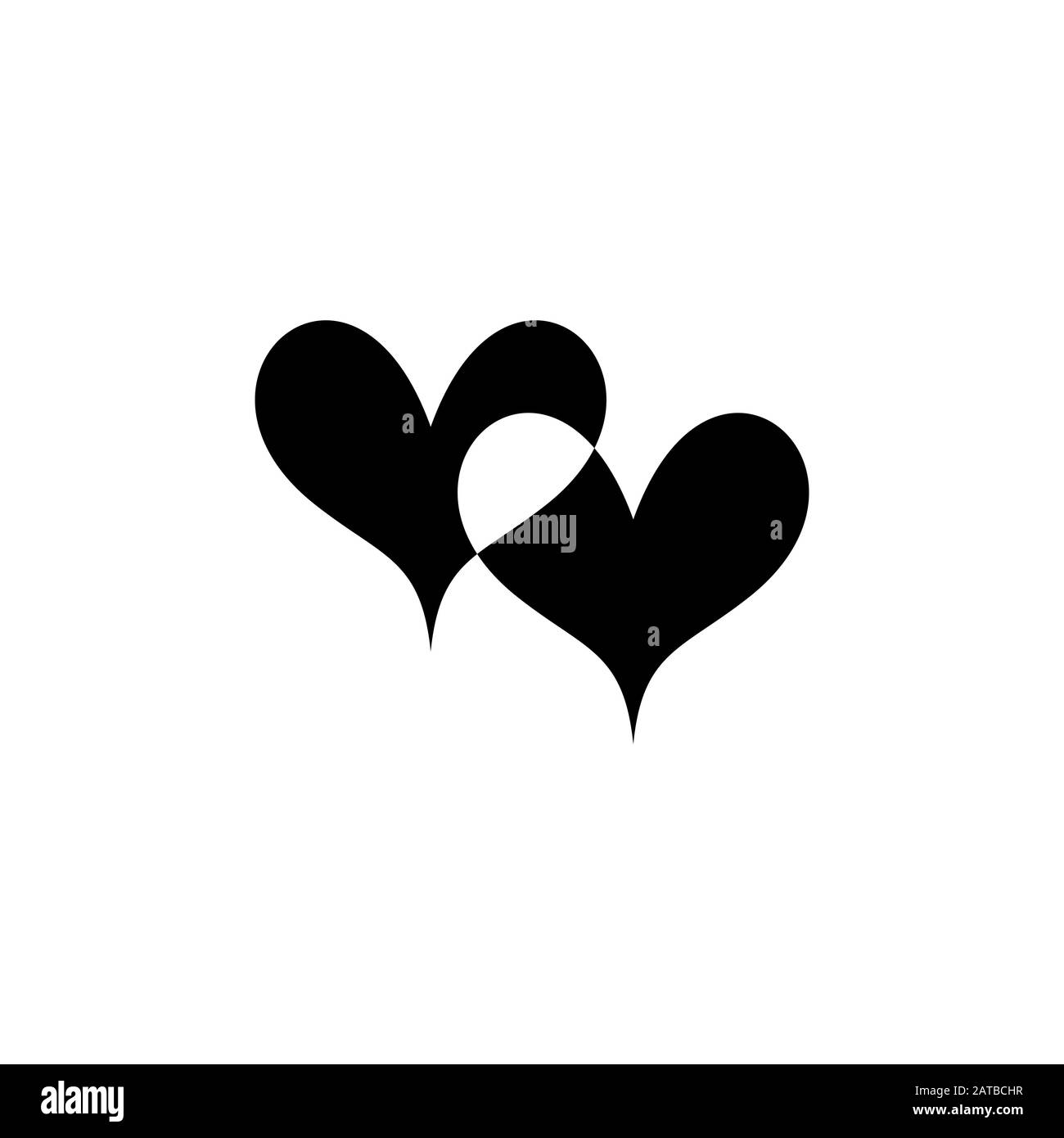 Deux coeurs non peints s'entrecroisent. Joyeuses fêtes de Saint Valentin et des éléments de design de mariage. Icône romantique isolée en arrière-plan. Symbole d'amour. Vec Illustration de Vecteur
