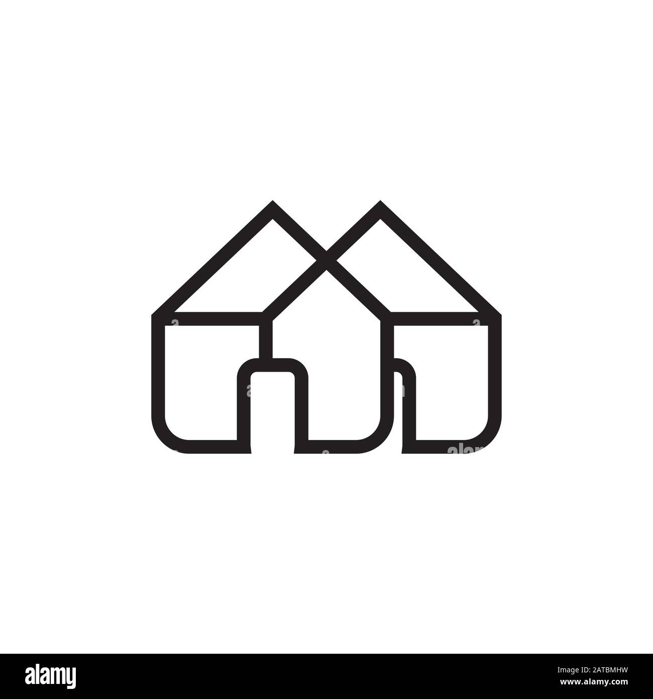 construction de maison chevauchant le vecteur de conception de ligne Illustration de Vecteur