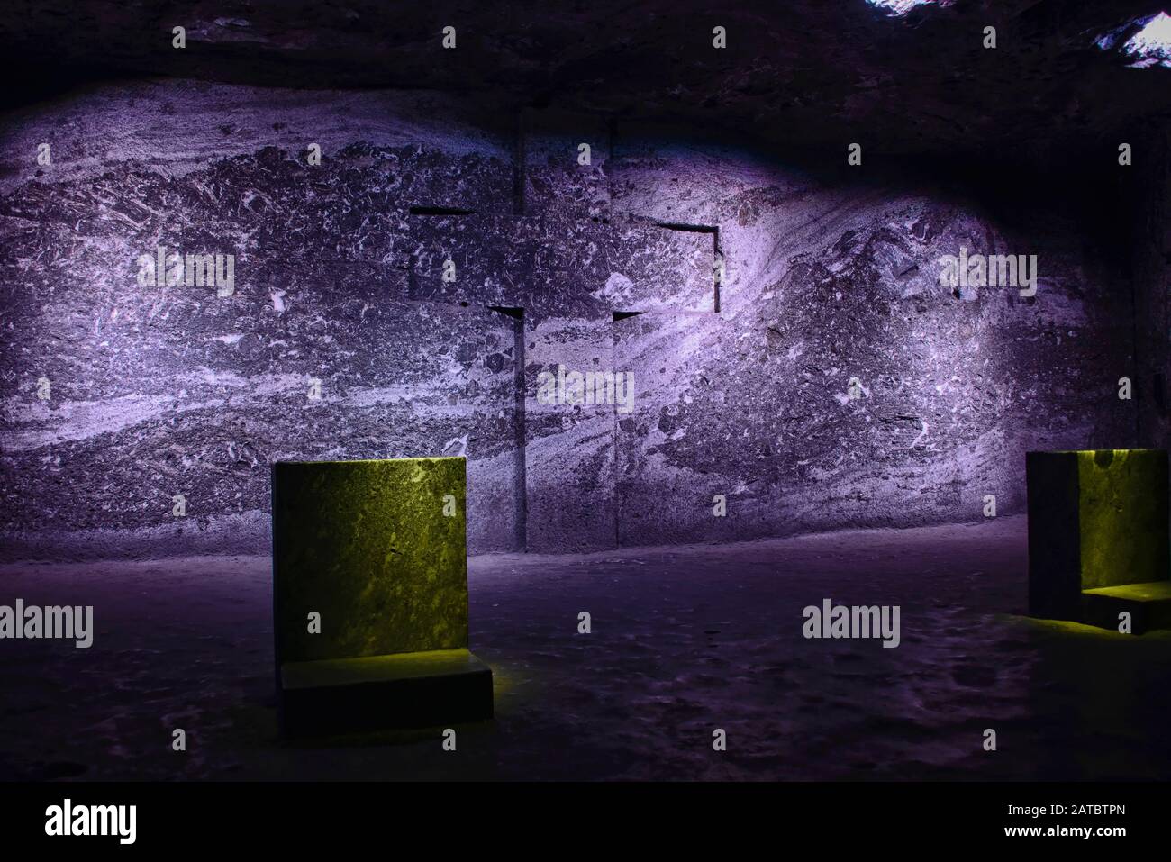 Une des stations de la Croix dans la cathédrale souterraine de sel Zipaquirá, Zipaquirá, Colombie Banque D'Images