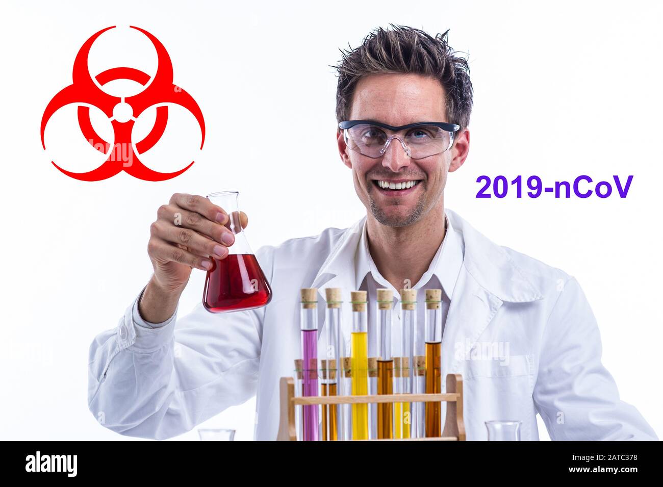 Facharbeiter im Labor, Corona-virus, 2019-nCoV, Banque D'Images