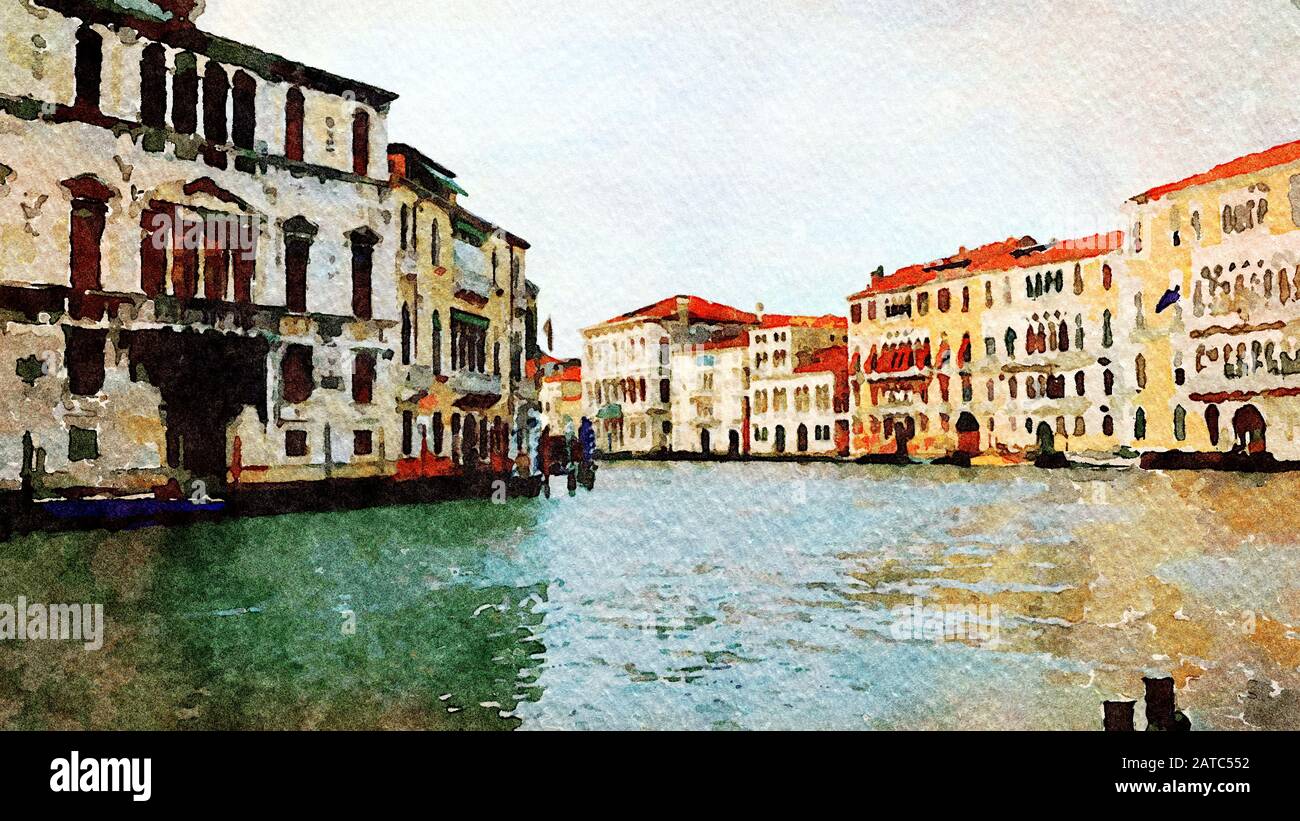 Un aperçu des bâtiments historiques de Venise surplombant le grand canal Banque D'Images