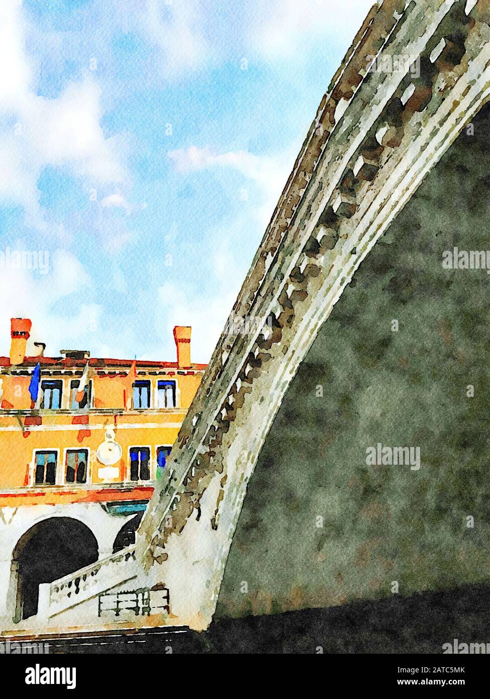 Un aperçu du célèbre pont de Venise sur le Grand Canal Banque D'Images
