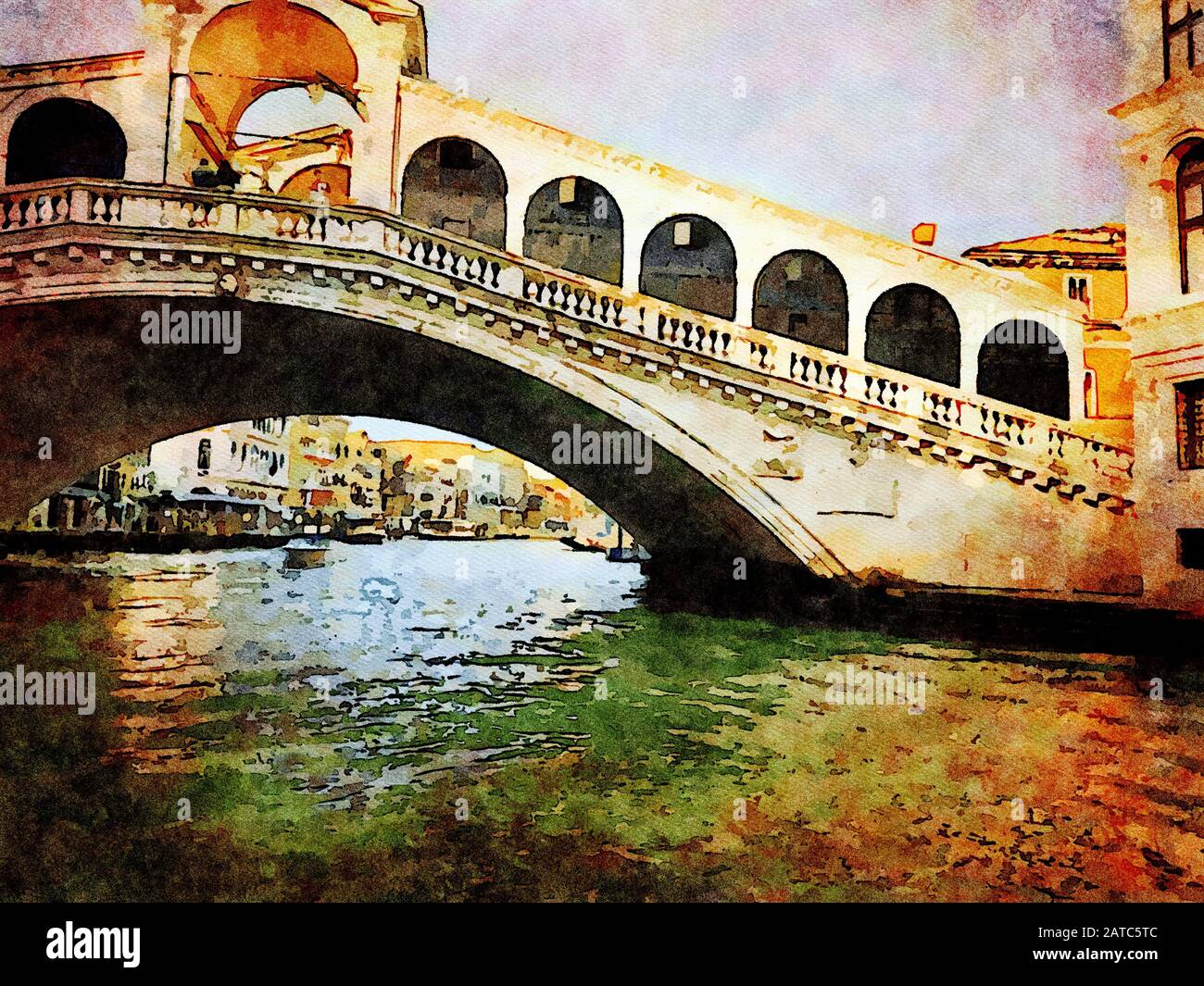 Un aperçu du célèbre pont de Venise sur le Grand Canal Banque D'Images