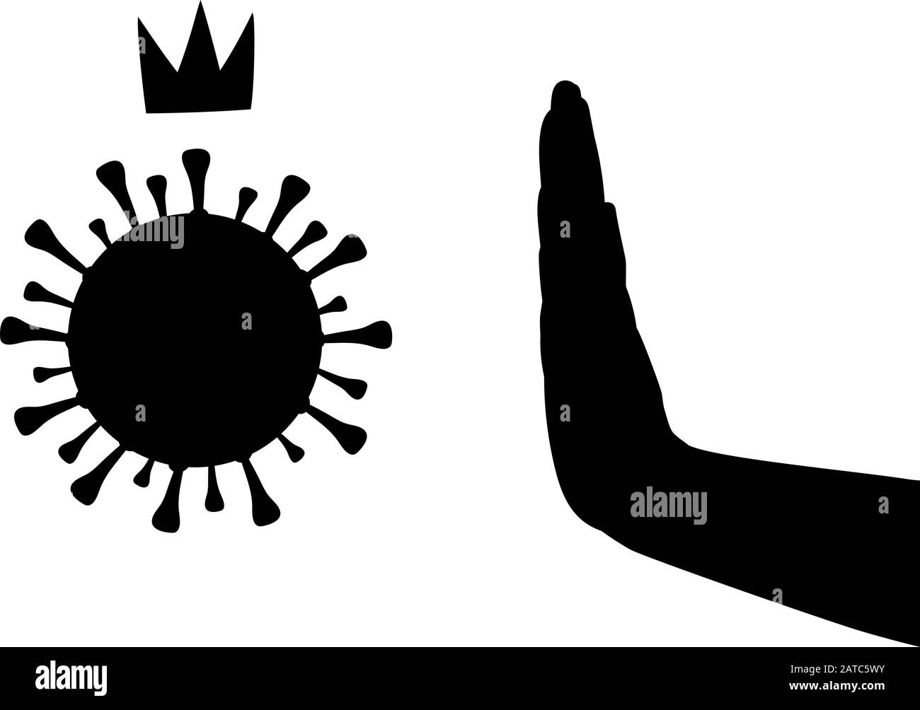 Silhouette mains arrêter épidémie de caronovirus. Illustration de l'icône de symbole Illustration de Vecteur