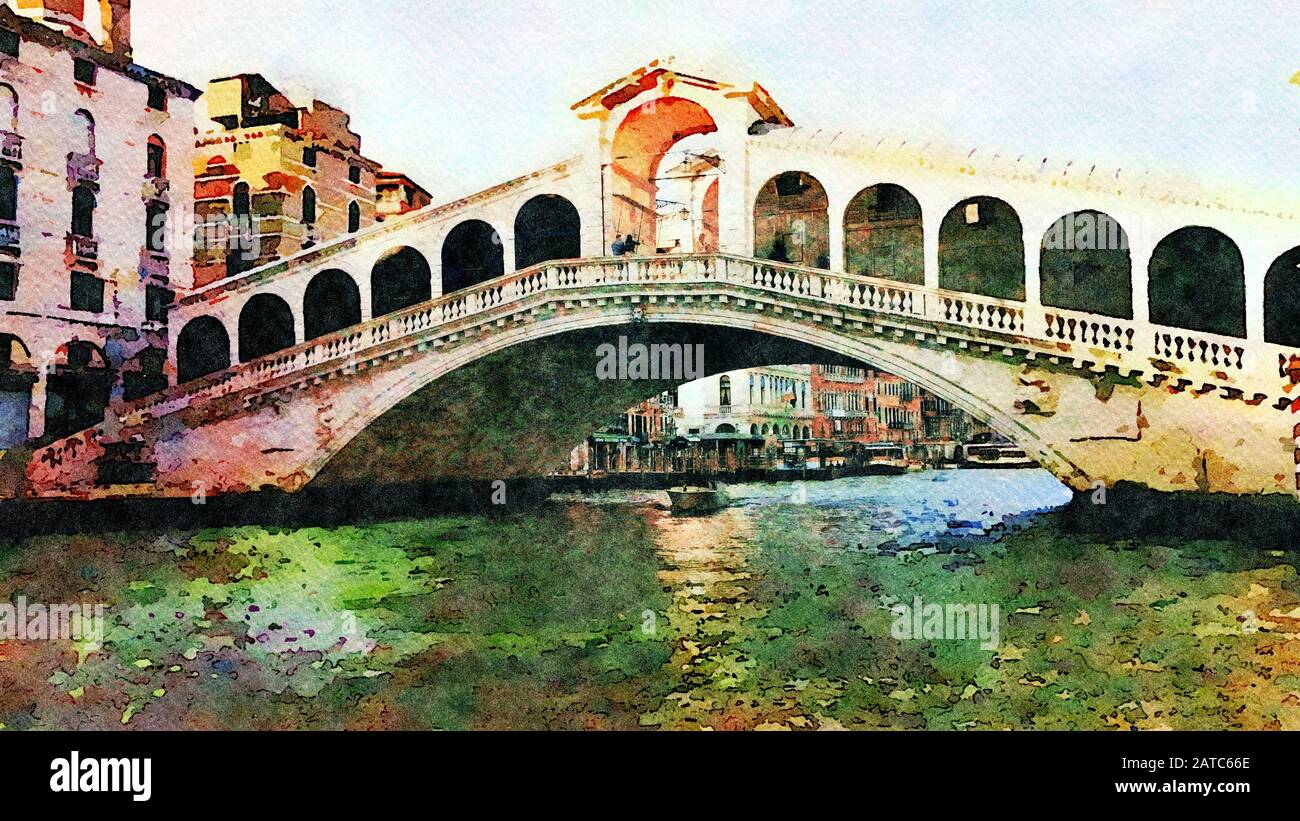 Un aperçu du célèbre pont de Venise sur le Grand Canal Banque D'Images