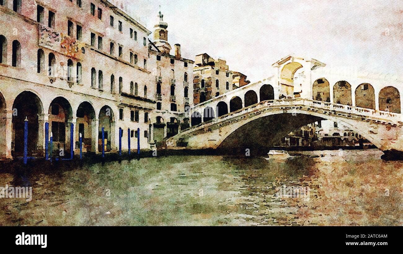 Un aperçu du célèbre pont de Venise sur le Grand Canal Banque D'Images