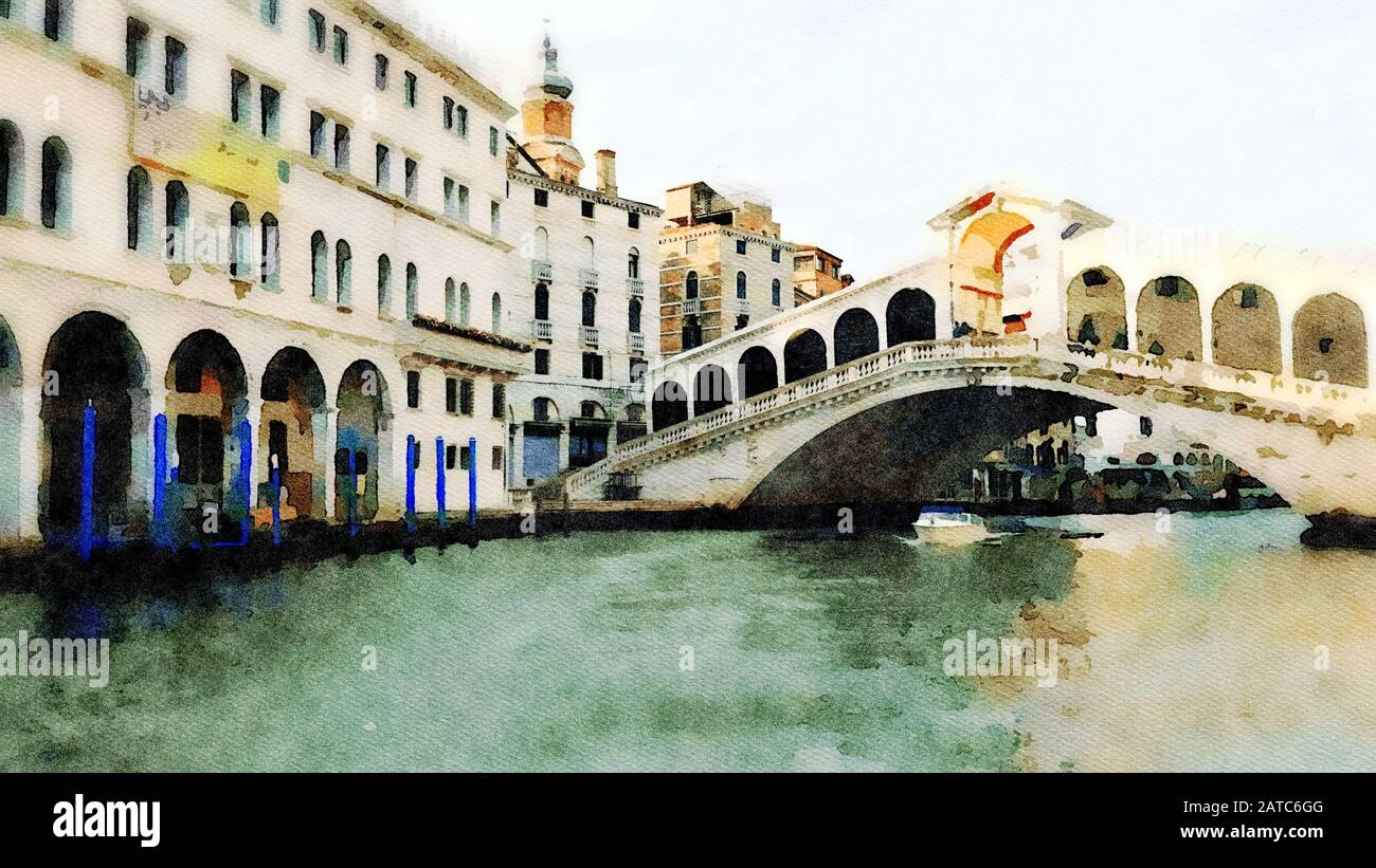 Un aperçu du célèbre pont de Venise sur le Grand Canal Banque D'Images