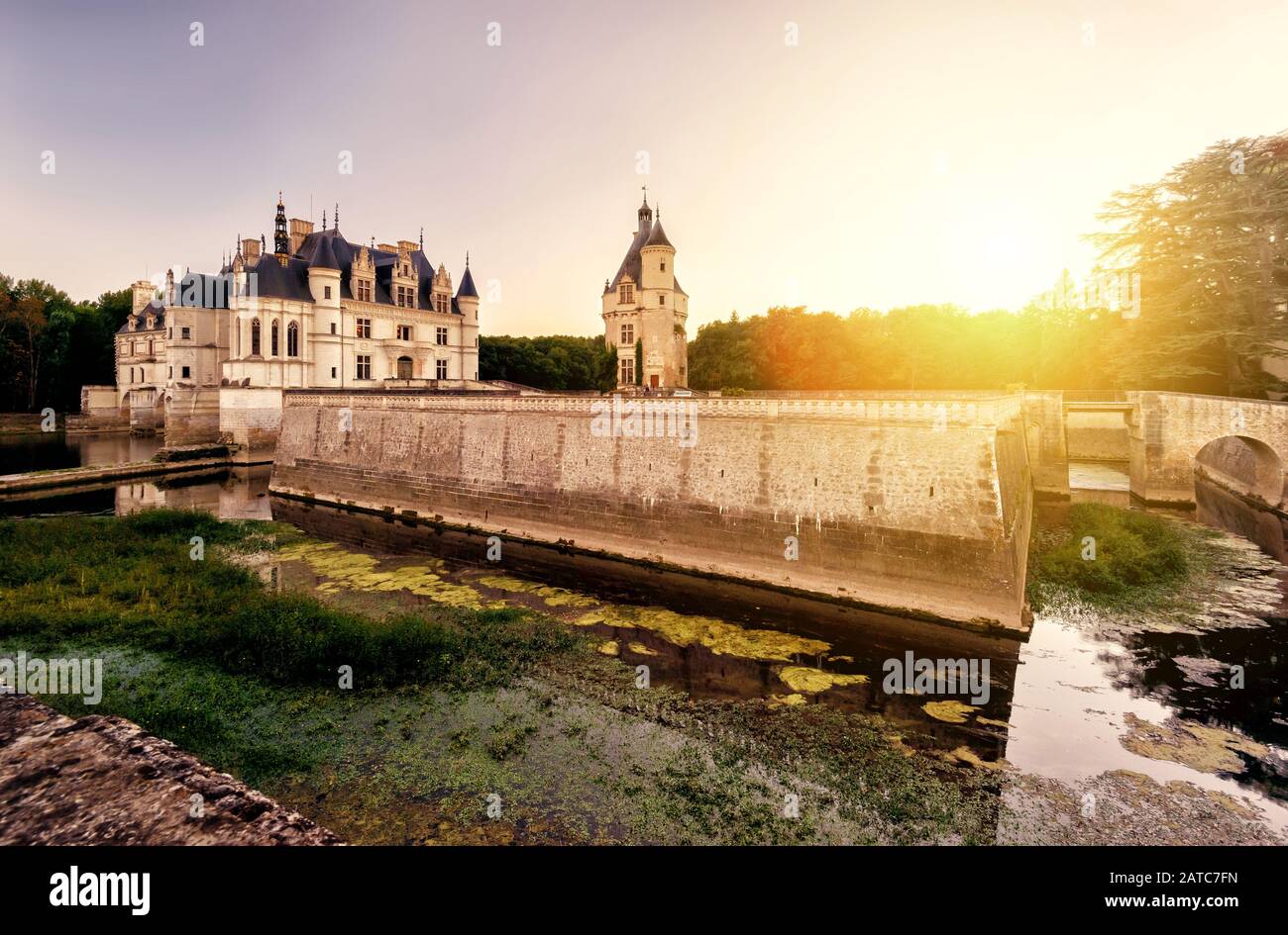 Le Château De Chenonceau, France. Ce château est situé à proximité du petit village de Chenonceaux dans la vallée de la Loire, a été construit dans les 15-16 siècles Banque D'Images