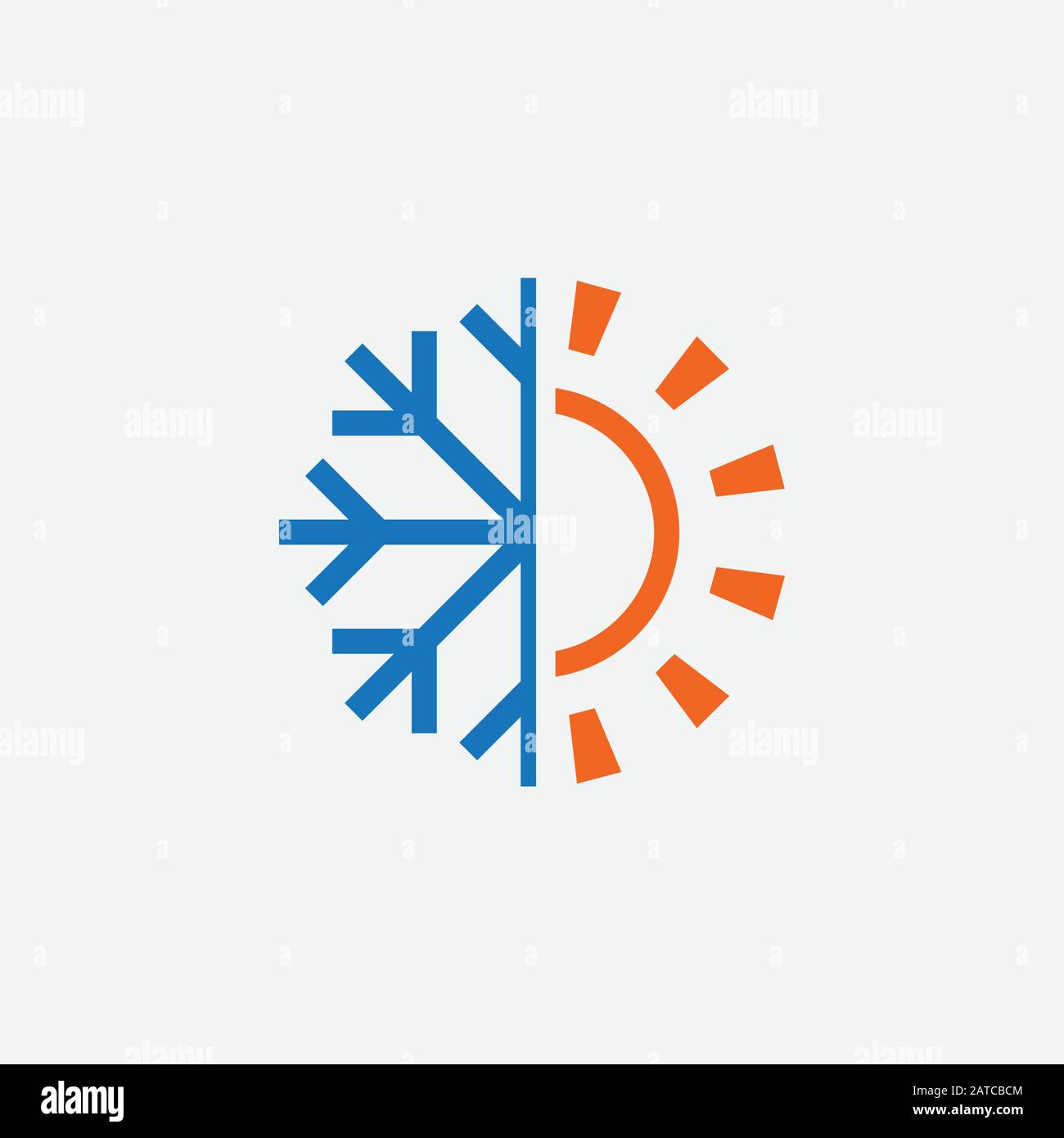 Modèle de conception de logo chaud et froid, icône chauffage et refroidissement, vecteur d'icône de soleil et flocon de neige, chaud, froid, Élément, hiver, conditionnement Illustration de Vecteur