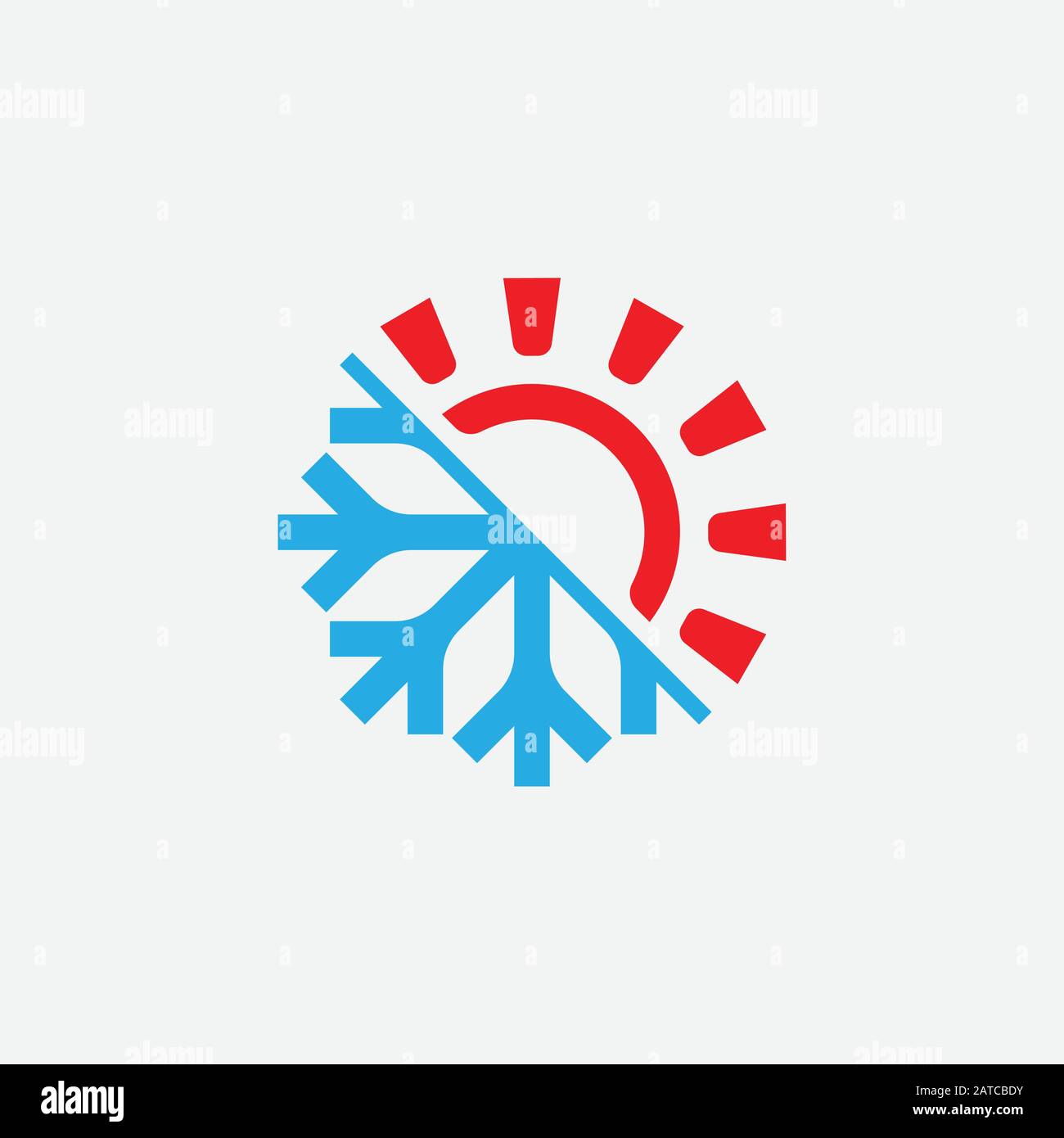 Modèle de conception de logo chaud et froid, icône chauffage et refroidissement, vecteur d'icône de soleil et flocon de neige, chaud, froid, Élément, hiver, conditionnement Illustration de Vecteur