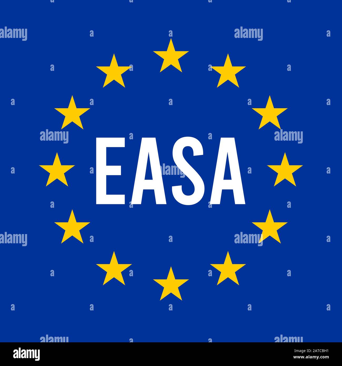 EASA, Agence européenne de la sécurité aérienne, signe l'illustration avec le drapeau européen Banque D'Images