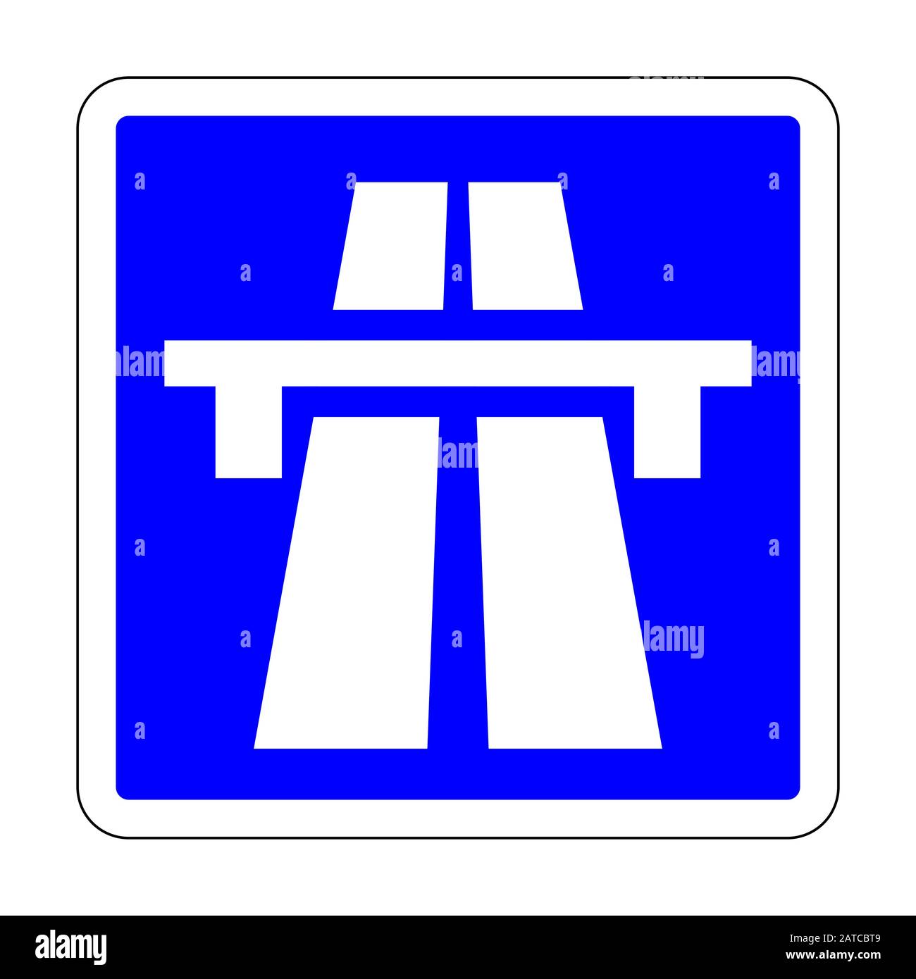 Panneau d'autoroute bleu en France Banque D'Images