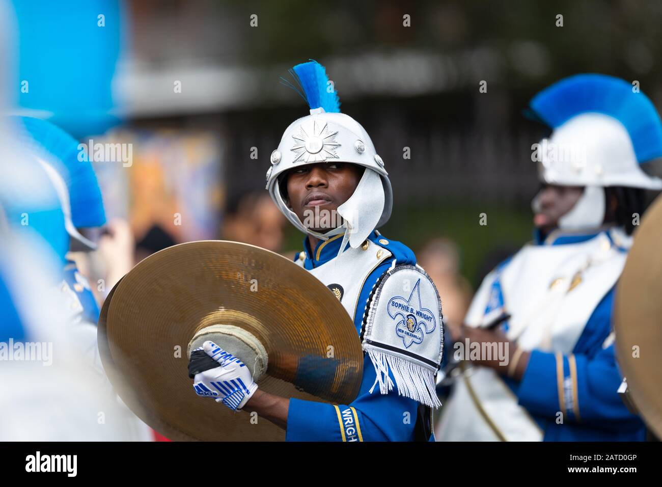 La Nouvelle-Orléans, Louisiane, États-Unis - 30 novembre 2019 : défilé classique de Bayou, membres du S.B. Wright Charter School Marching Band À La Parad Banque D'Images