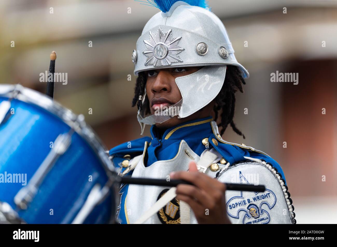 La Nouvelle-Orléans, Louisiane, États-Unis - 30 novembre 2019 : défilé classique de Bayou, membres du S.B. Wright Charter School Marching Band À La Parad Banque D'Images