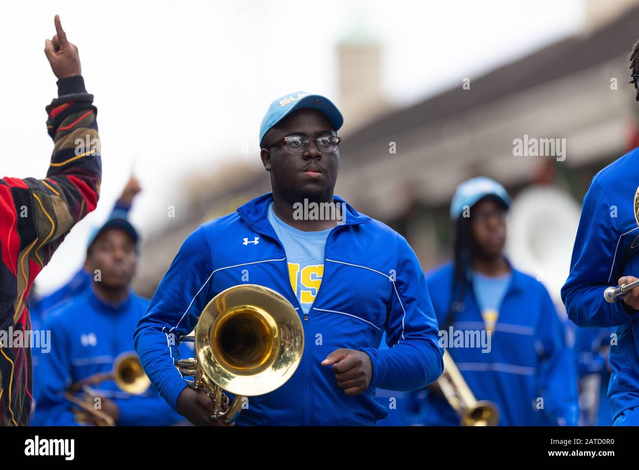 New Orleans, Louisiana, États-Unis - 30 novembre 2019 : défilé classique de Bayou, membres de l'Université Southern Shreveport, en spectacle au défilé Banque D'Images