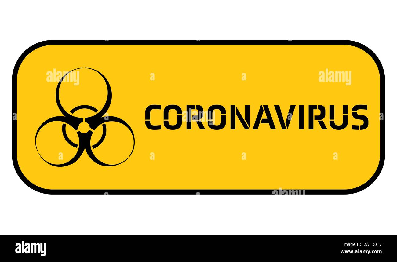 Signe de coronavirus avec signe d'avertissement Banque D'Images