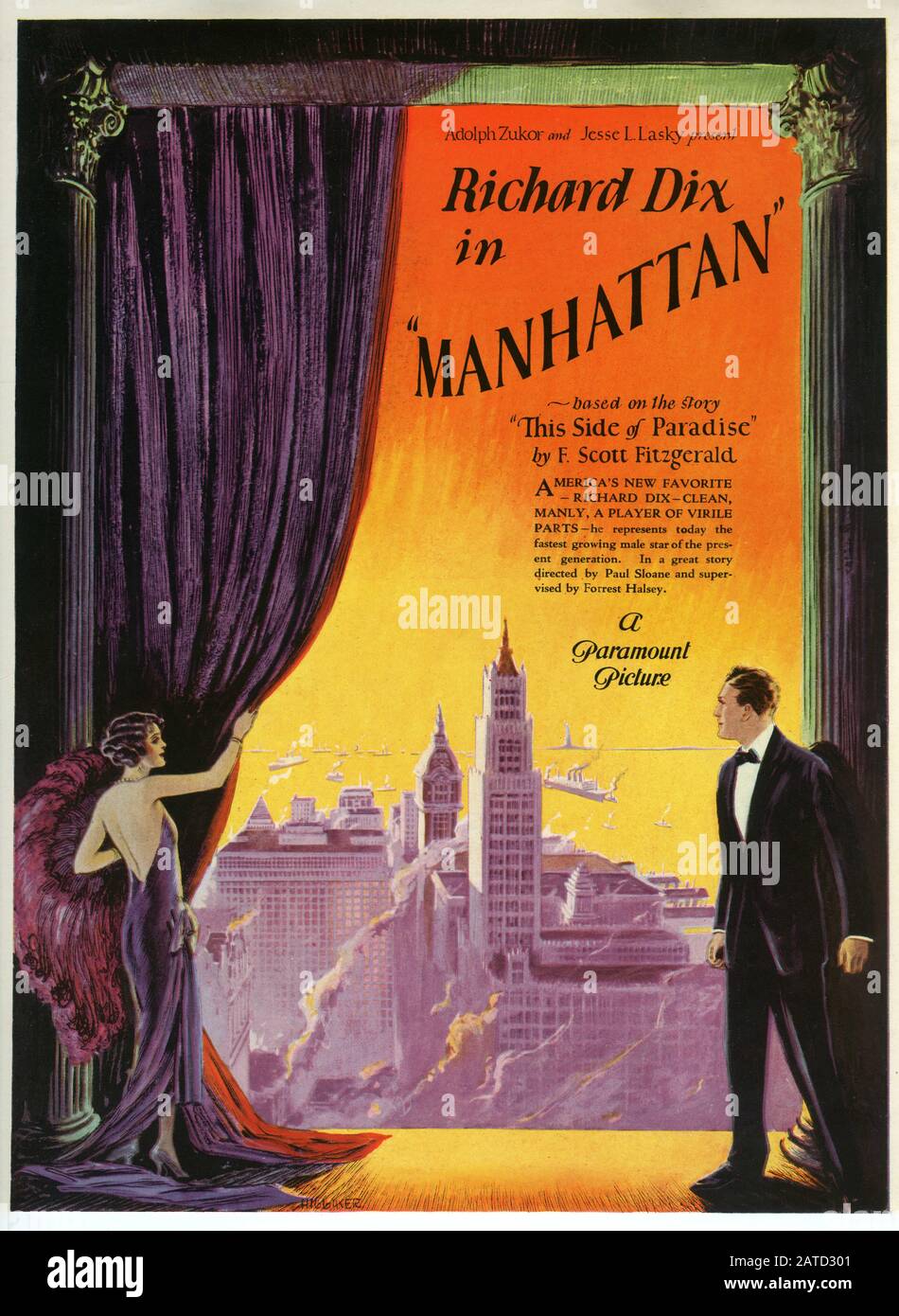 Richard DIX à MANHATTAN basé sur le roman DE CE CÔTÉ DU PARADIS par F. SCOTT FITZGERALD PHOTOS PRIMORDIALES 1923 - 1924 Publicité du livre de campagne de l'exposant pour le film annoncé mais non fait Banque D'Images