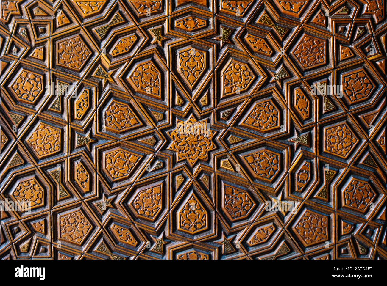 L'art ottoman turc à motifs géométriques sur bois Banque D'Images