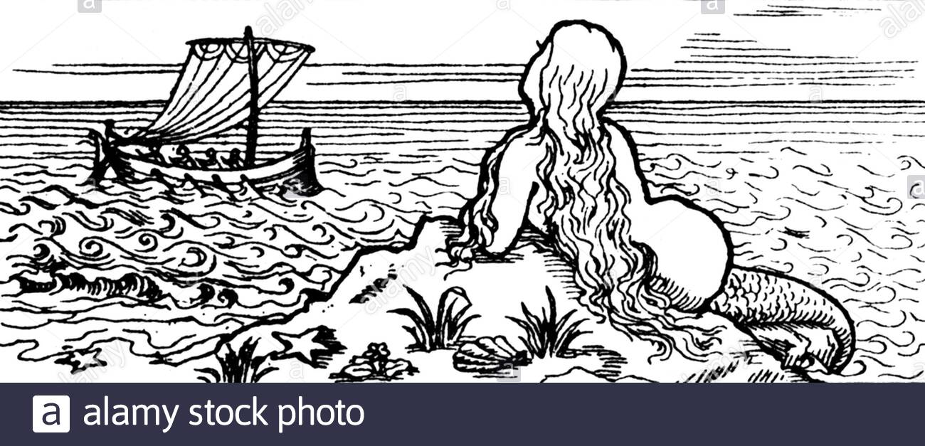Mermaid, illustration vintage à partir de 1900 Banque D'Images