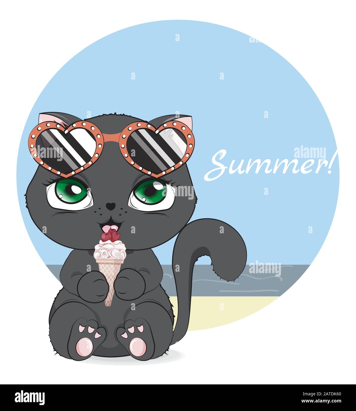 Bonjour Ete Bebe Chat Noir Dans Des Lunettes De Soleil Et La Creme Glacee Fraise Photo En Dessin A La Main Style Dessin De Dessin Anime Pour Carte De Vœux Carte Postale Bonjour Ete Bebe Chat Noir Dans Des Lunettes De Soleil Et La Creme Glacee Fraise Photo En Dessin A La Main Style Dessin De Dessin Anime Pour Carte De Vœux Carte Postale