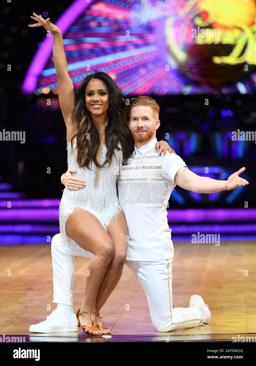 Alex Scott Et Neil Jones Au Circuit De Danse En Direct Strictement Come Photocall À L'Arena Birmingham, Birmingham. Banque D'Images