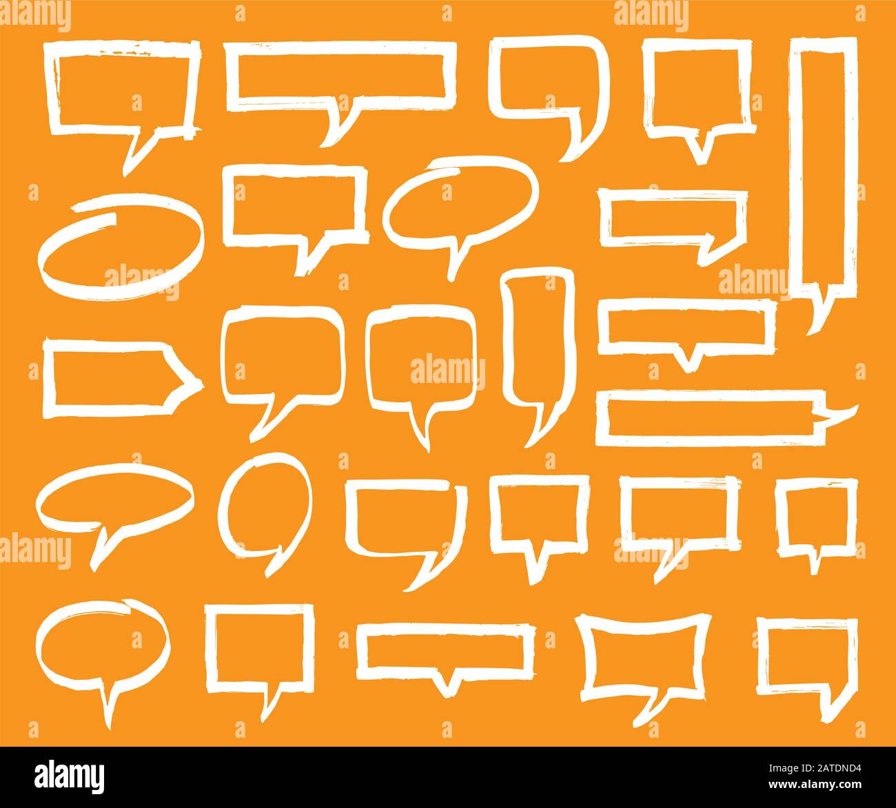 Ensemble de bulles de parole, de repères et de pointeurs. Dessiné à la main par des symboles vectoriels en feutre de marqueur dans les eps8. Illustration de Vecteur