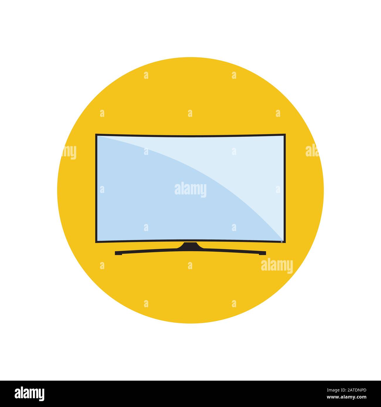 Icône moderne de la télévision incurvée dans un style plat. Symbole LED Smart TV dans un cercle jaune. Illustration des eps8 vectorielles. Illustration de Vecteur