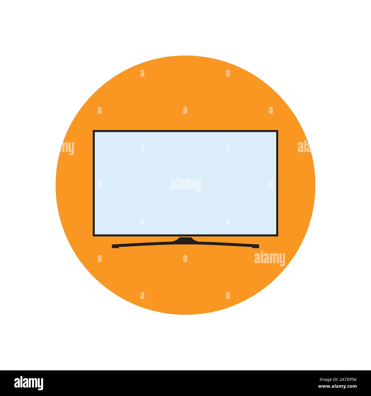 Icône LED Smart TV de style plat. Symbole TV dans un cercle orange. Illustration des eps8 vectorielles. Illustration de Vecteur