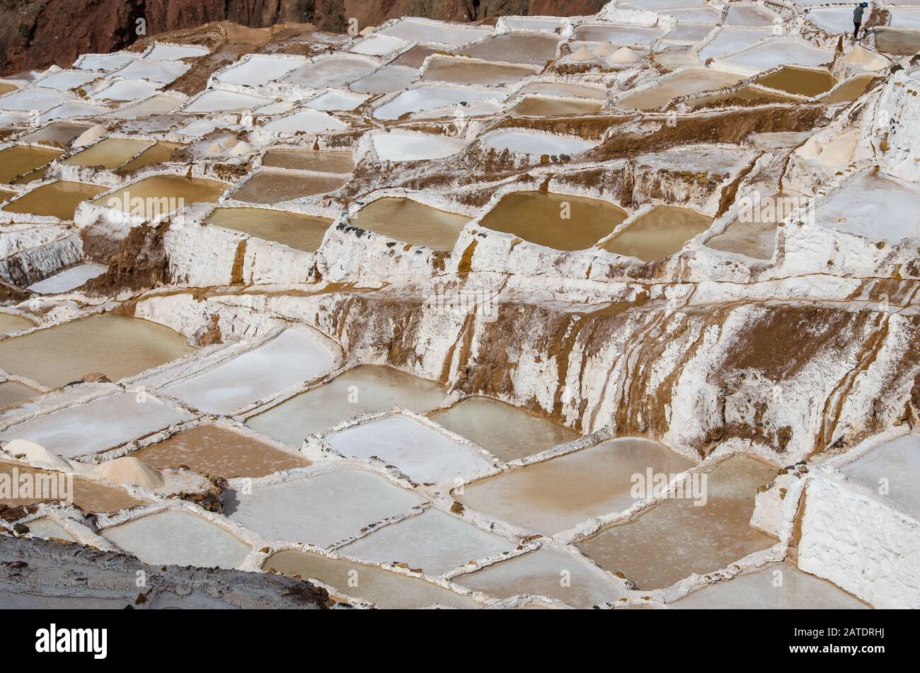 Vue pittoresque sur les terrasses de Salinas de Maras, au Pérou. Sel mine naturelle. Inca Salt casseroles à Maras, près de Cuzco dans la Vallée Sacrée, au Pérou Banque D'Images