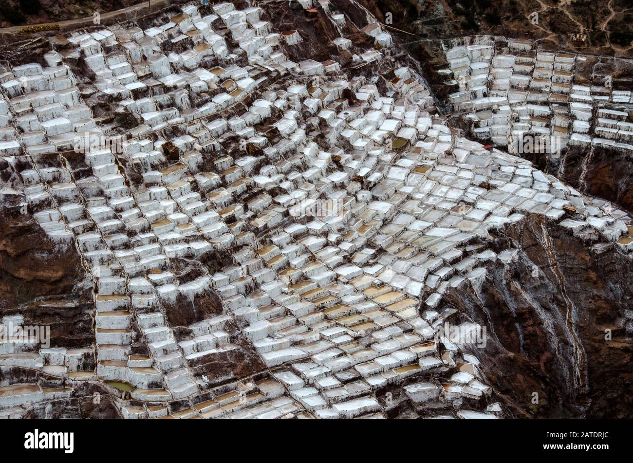 Vue pittoresque sur les terrasses de Salinas de Maras, au Pérou. Sel mine naturelle. Inca Salt casseroles à Maras, près de Cuzco dans la Vallée Sacrée, au Pérou Banque D'Images