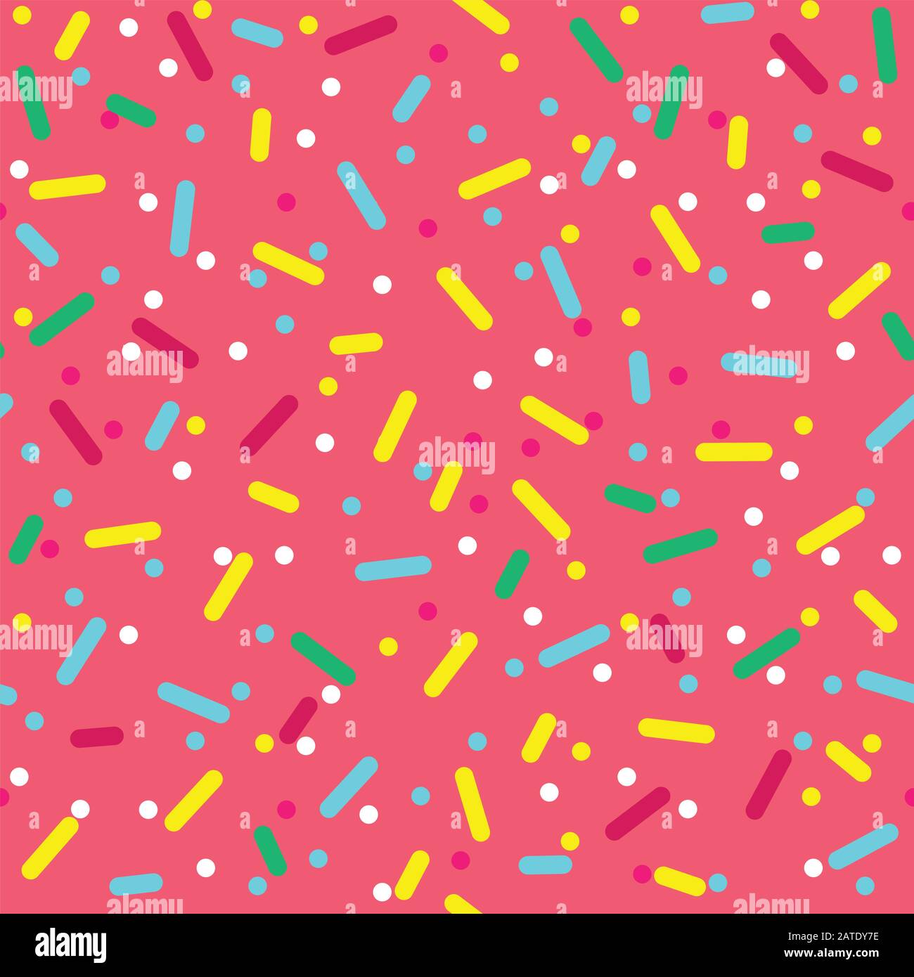 Motif brillant sans coutures. Texture crème avec garniture de saupoudrer et de perles colorées sur fond rose. Décoration de boulangerie alimentaire. Eps8 vectoriel Illustration de Vecteur