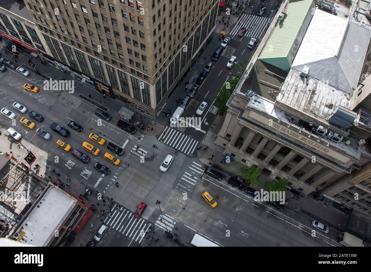 Vue verticale de la 5ème avenue de New York City. Vue aérienne sur les rues de New York Banque D'Images
