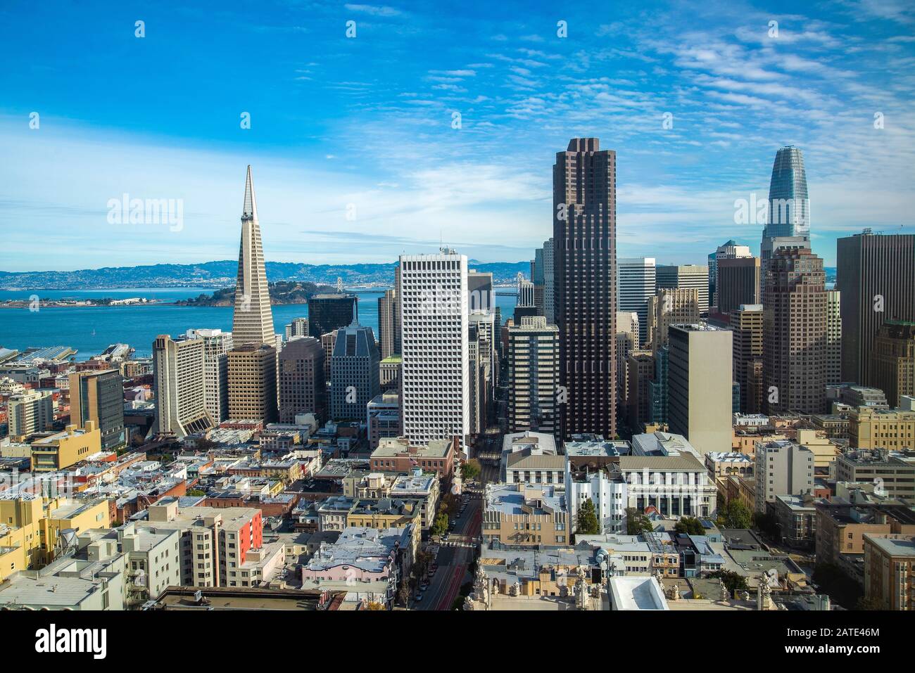 San Francisco City Downtown, Californie vue générale sur les bâtiments modernes. Magnifique paysage de la ville de san Francisco, Californie Banque D'Images