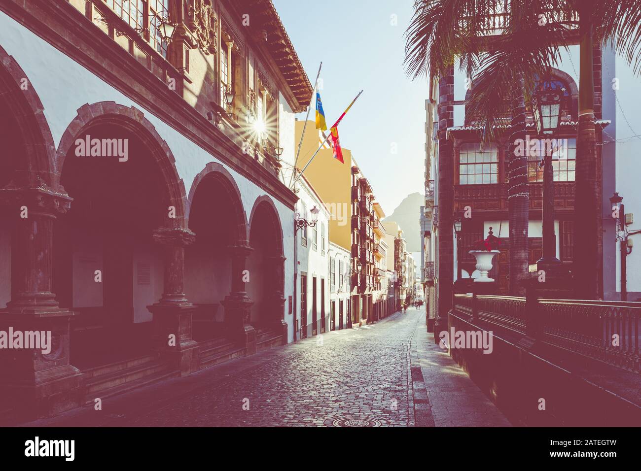 Santa Cruz, capitale de l'île la Palma. Architecture traditionnelle. Îles Canaries, Espagne. Banque D'Images