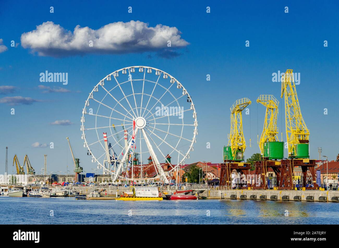 Szczecin, Province De Pomeranian Ouest, Pologne. Vue sur l'île de Lasztownia - ancienne partie du port commercial. Banque D'Images