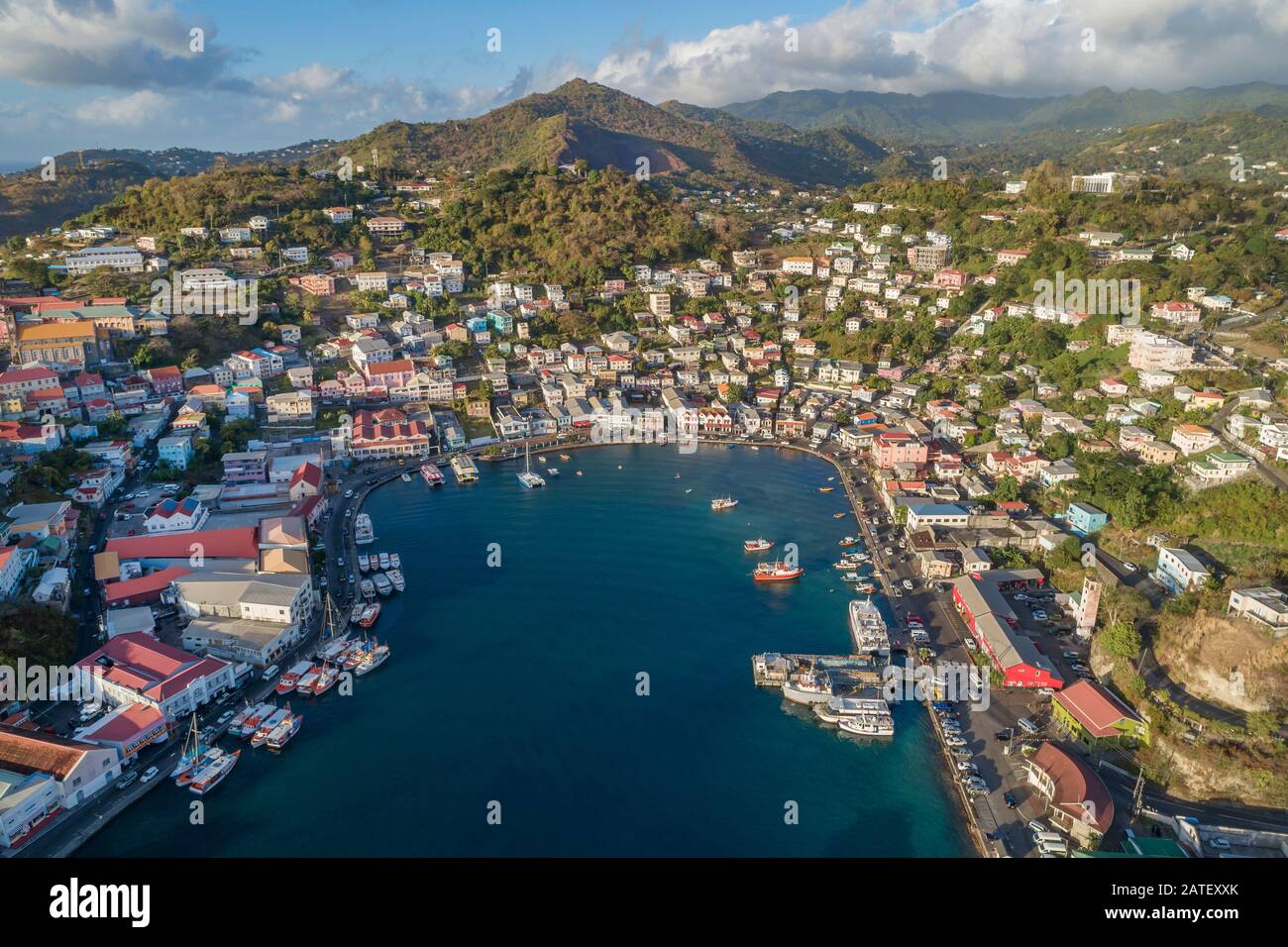 Vue Aérienne De St. George’S, Grenade, Mer Des Caraïbes Banque D'Images