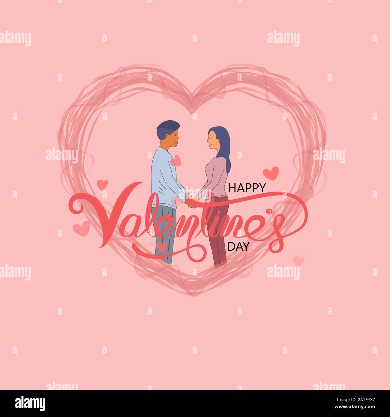 Icône Homme & Femme.couple romantique avec forme de coeur.Happy Valentines jour 14 Février illustration.couple romantique heureux amoureux.Saint Valentin, amour & Illustration de Vecteur