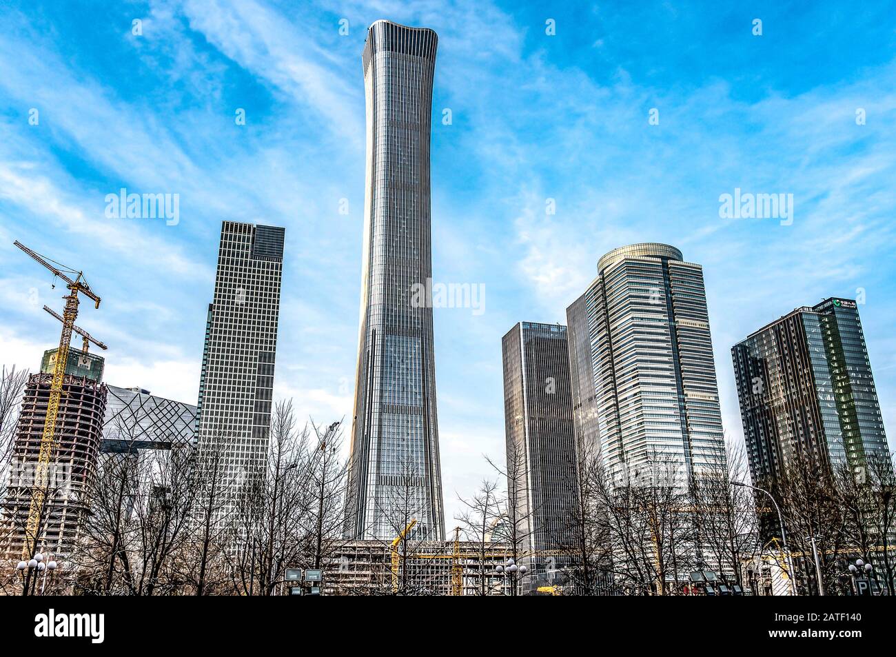 Pékin, CHINE 24.022019: Quartier central des affaires - CBD City Skyline. Gratte-ciel modernes dans le centre financier DE PÉKIN. Banque D'Images