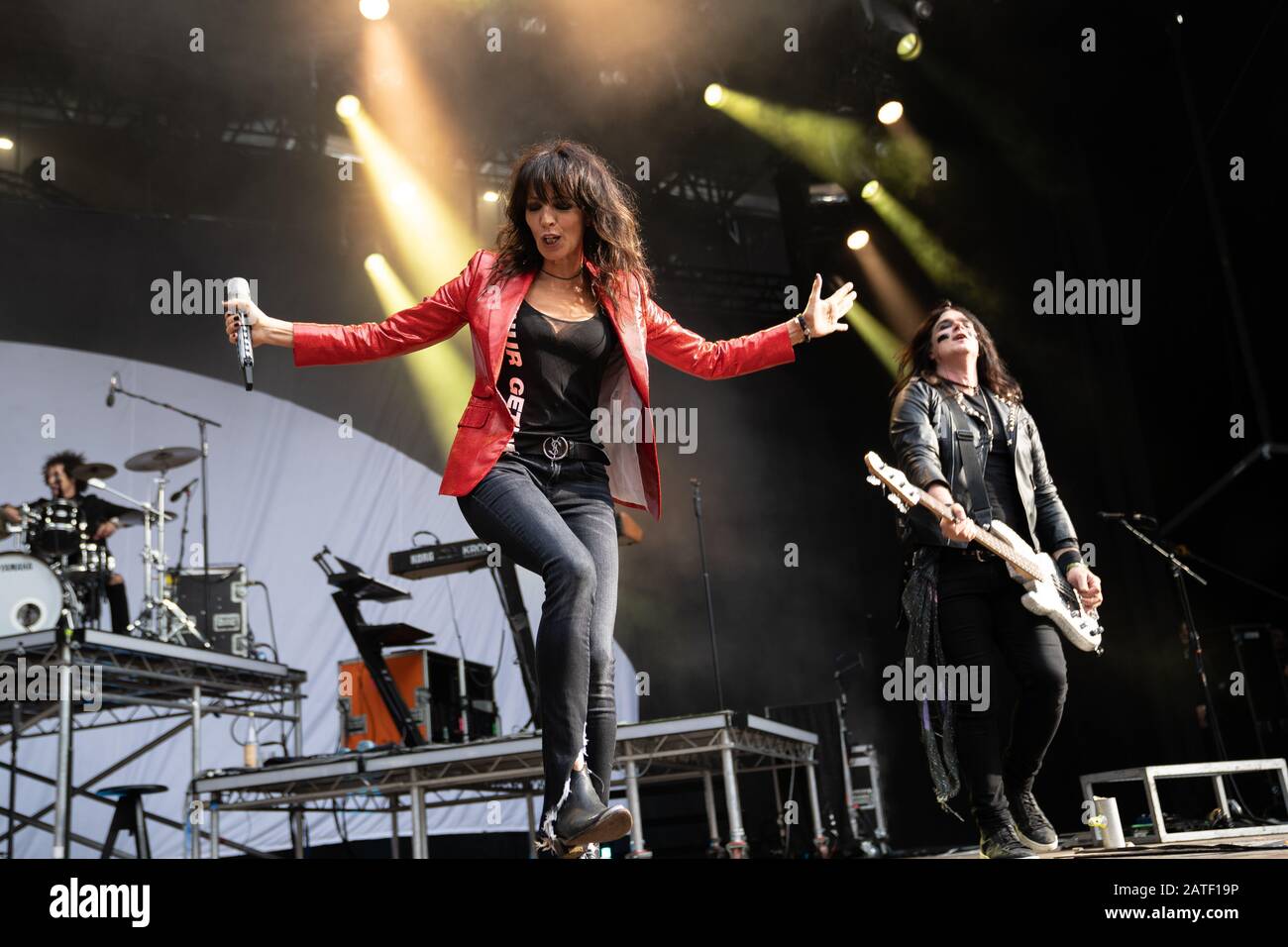 Skanderborg, Danemark. 7 août 2019. La chanteuse allemande Nena organise un concert en direct lors du festival de musique danoise SmukFest 2019 à Skanderborg. (Crédit Photo: Gonzales Photo - Rod Clemen). Banque D'Images