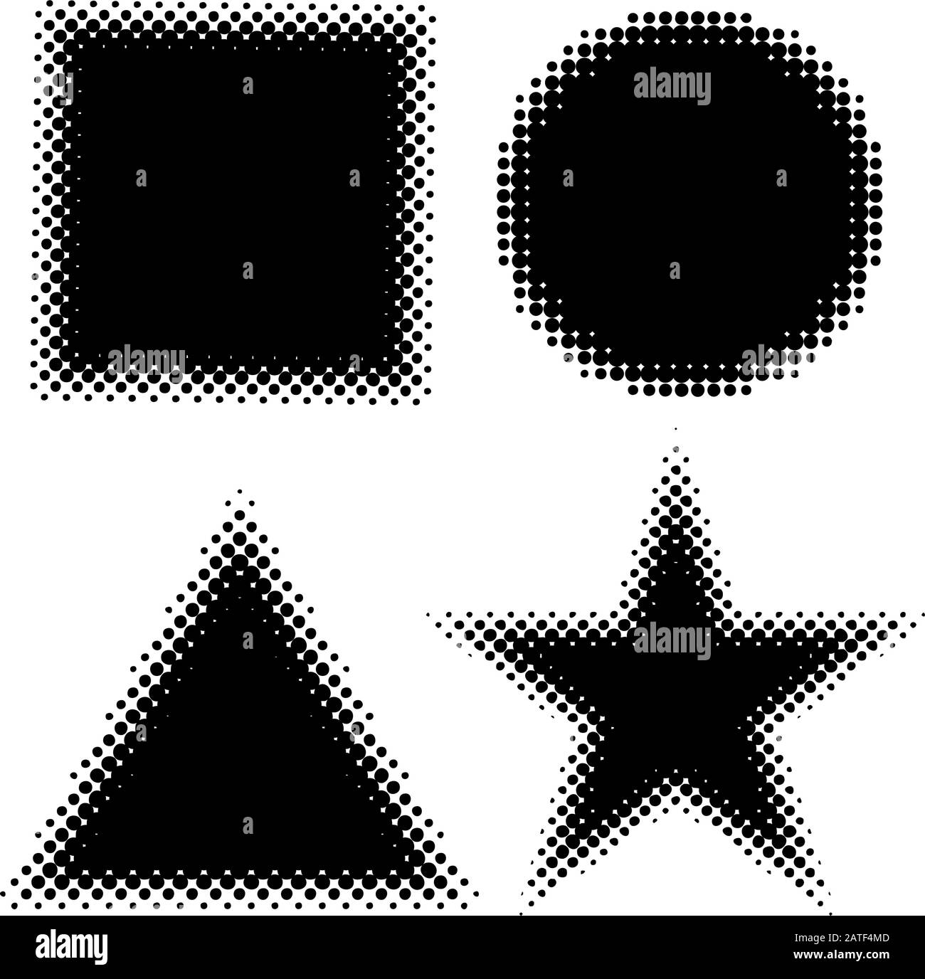 Ensemble D'Éléments De Conception Vectoriels Abstraits Halftone Square, Circle, Triangle Et Star Shape Illustration de Vecteur