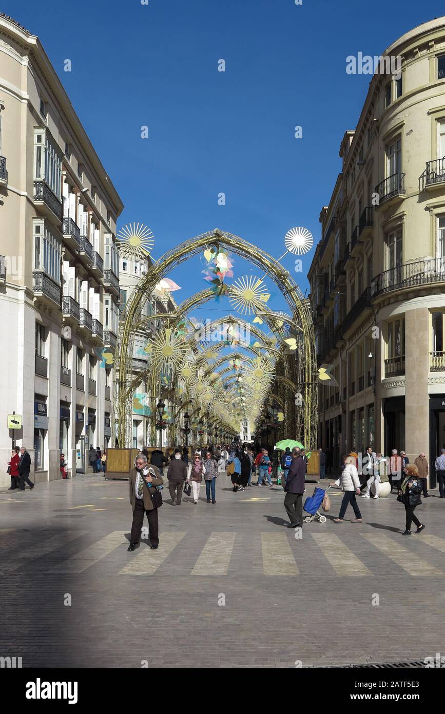 Calle Marqués De Larios, Malaga, Costa Del Sol, Espagne Banque D'Images