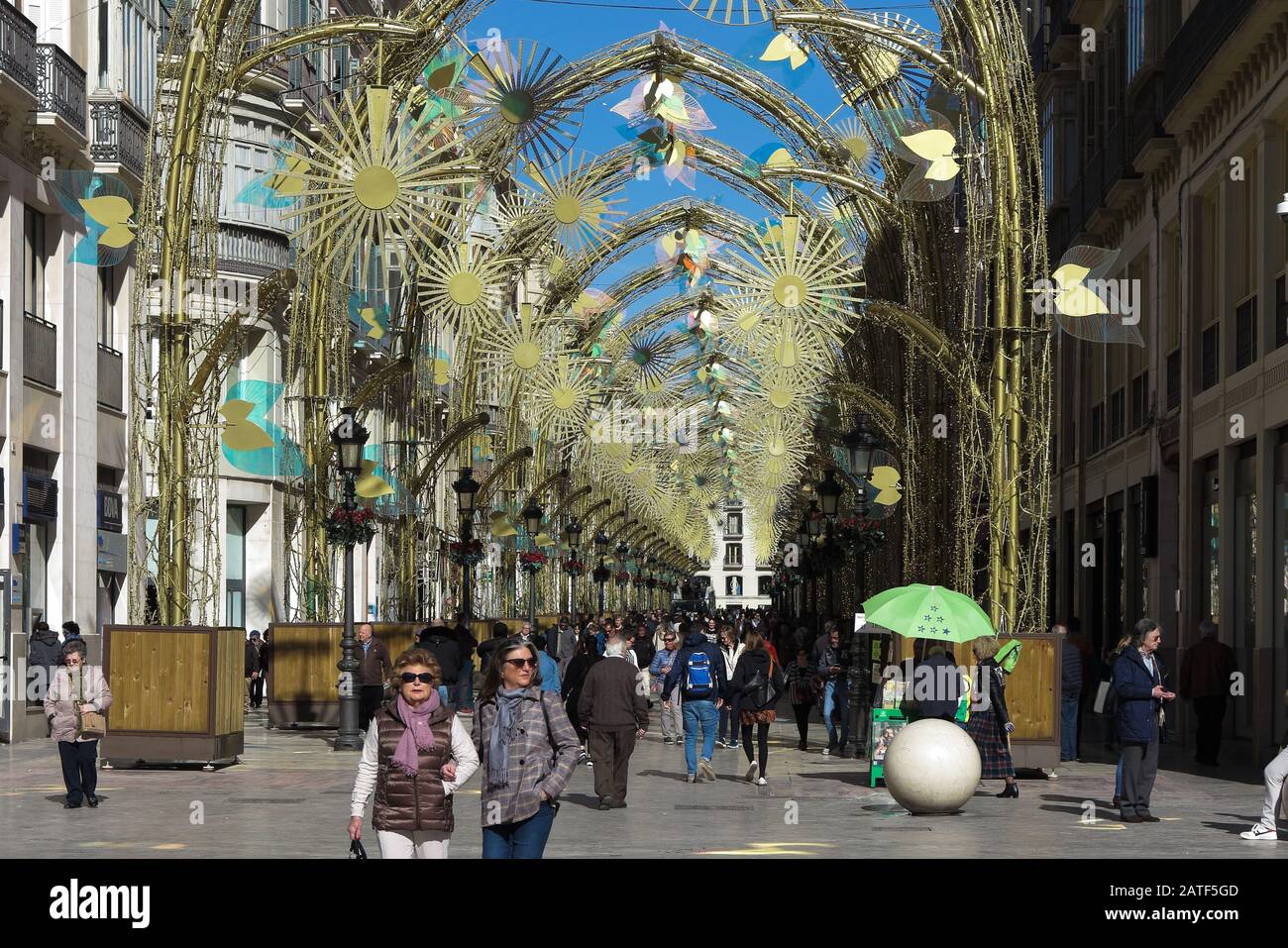 Calle Marqués De Larios, Malaga, Costa Del Sol, Espagne Banque D'Images