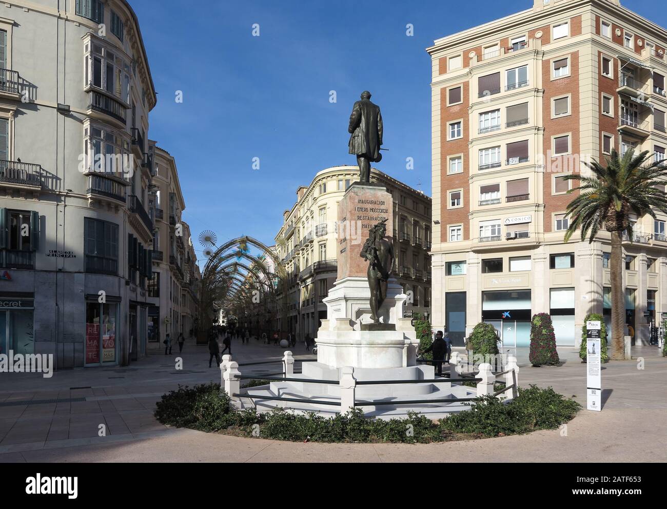 Calle Marqués De Larios, Malaga, Costa Del Sol, Espagne Banque D'Images