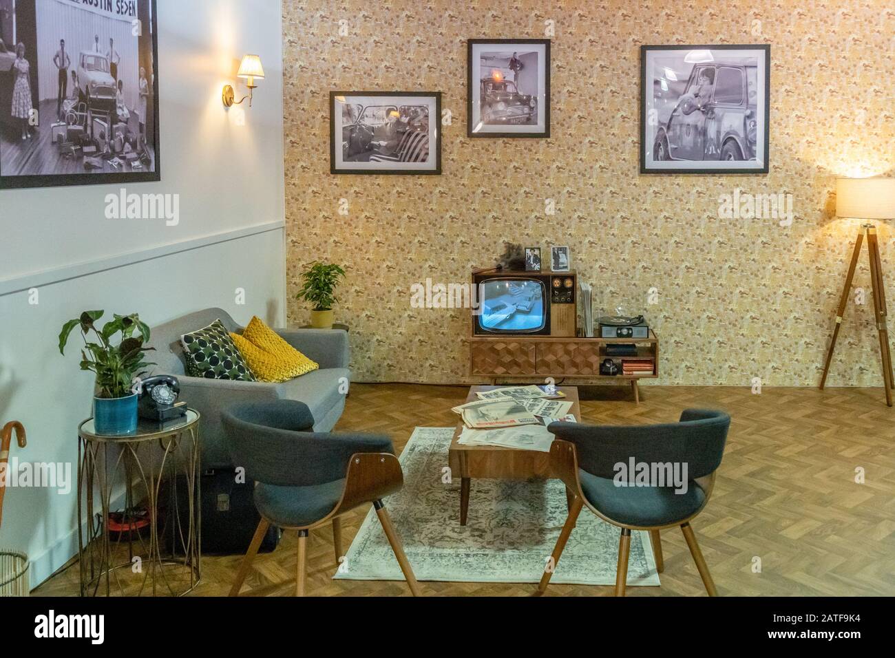 Une maquette d'une chambre à l'avant des années 60 à Goodwood Revival Banque D'Images